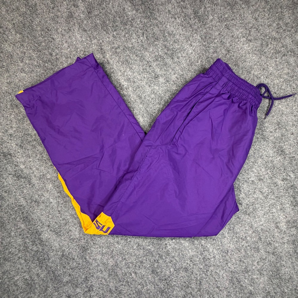 Nike TEAM LSU Tigers Track Pants Mens Medium Purple Gold Windbreaker Nylon 0772
